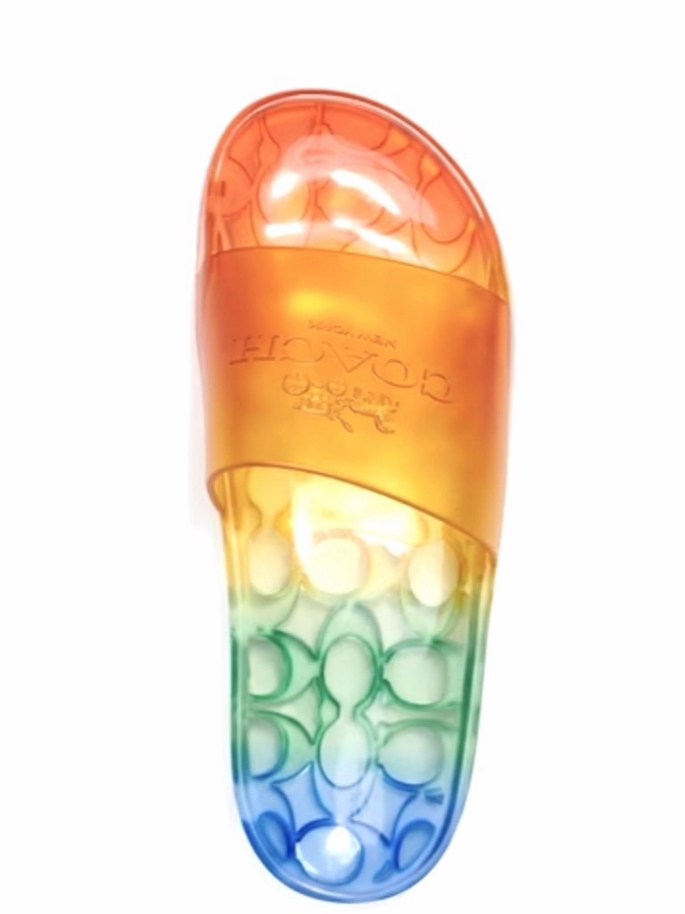 COACH Ulyssa Translucent Rainbow Ombré Slide Sandals Size 8
